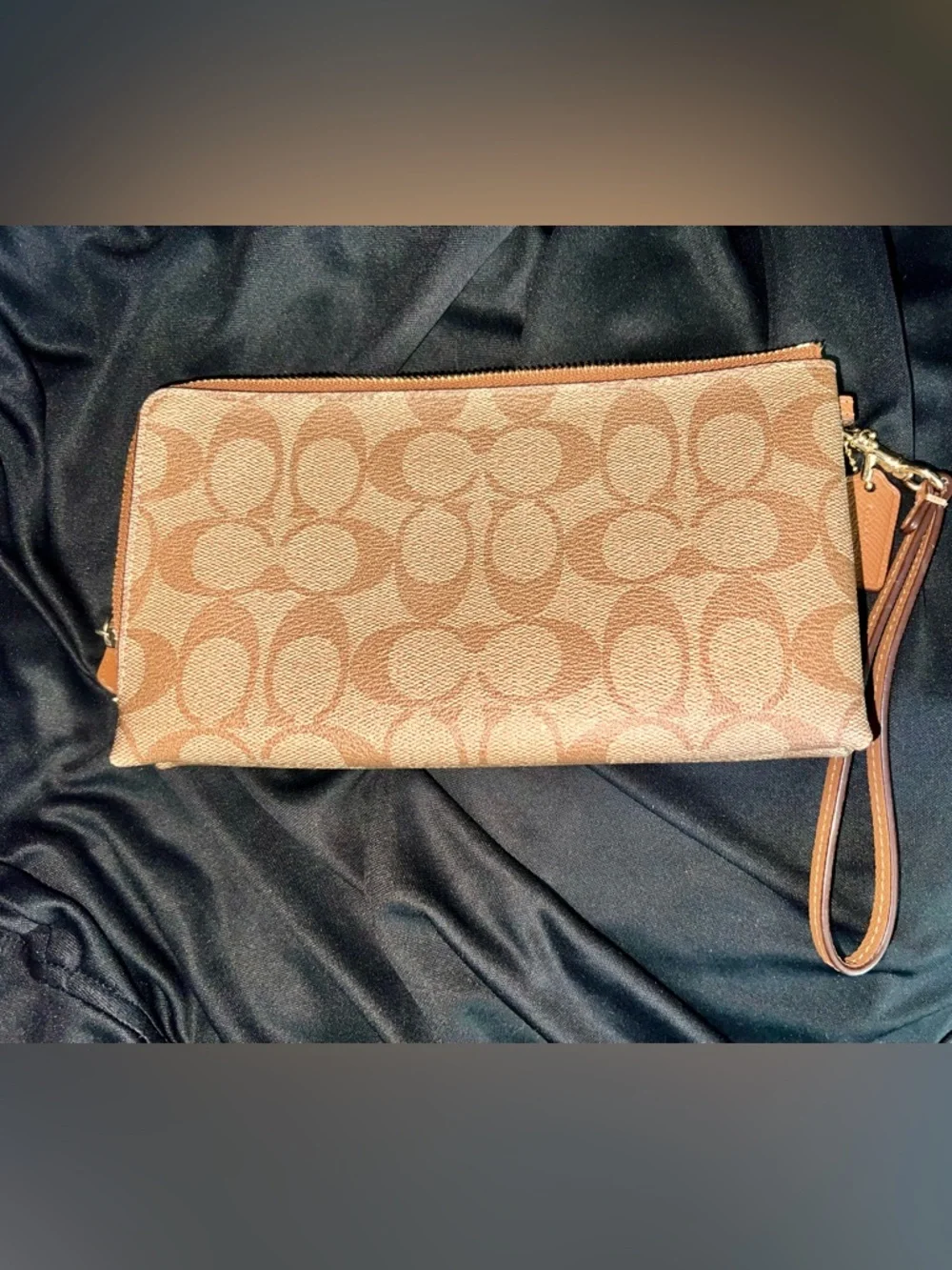 Coach Tan Signature Canvas Wristlet Clutch - Picture 2 of 7